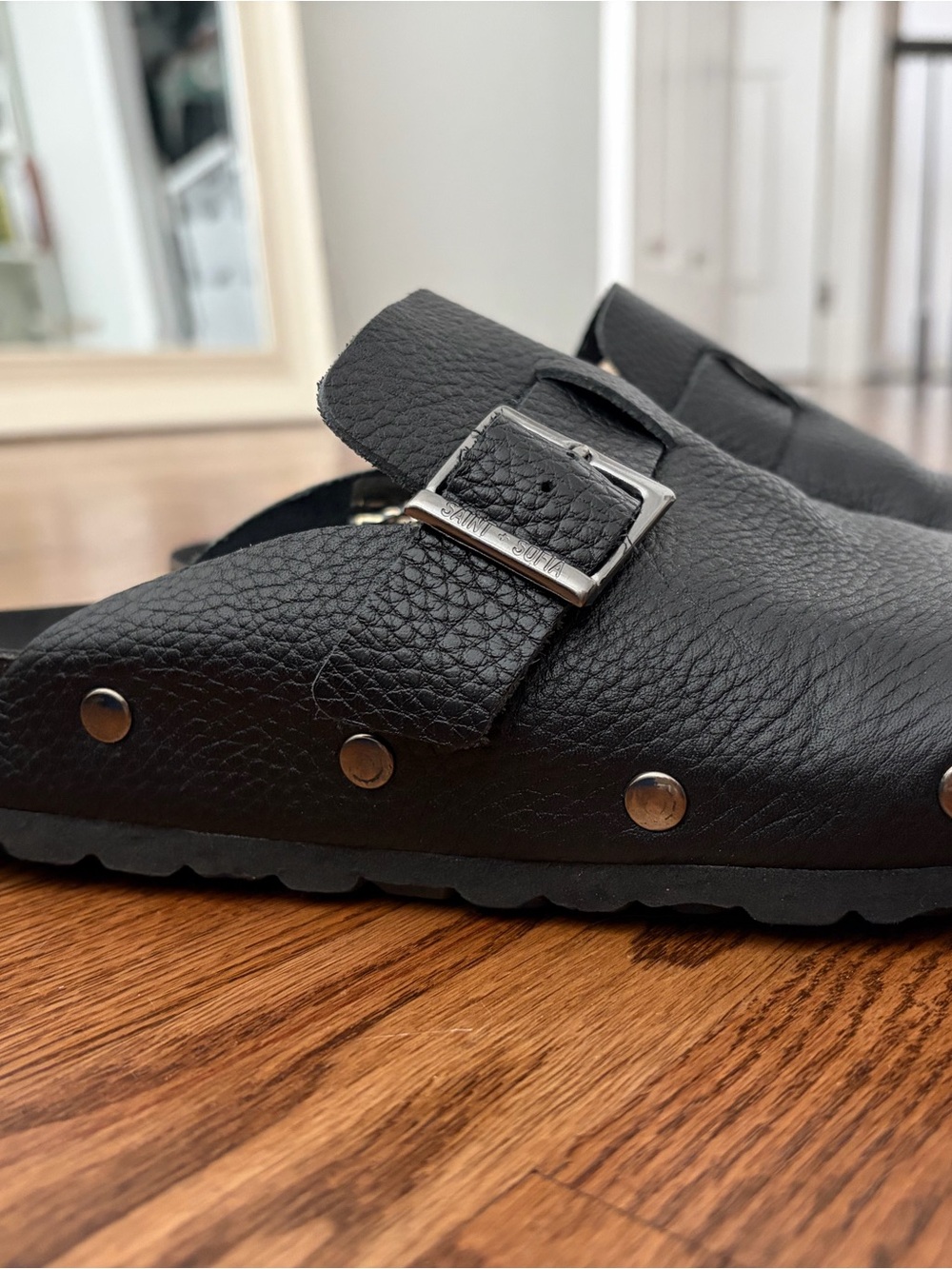 Saint + Sofia Studded Leather Clogs - Picture 3 of 6